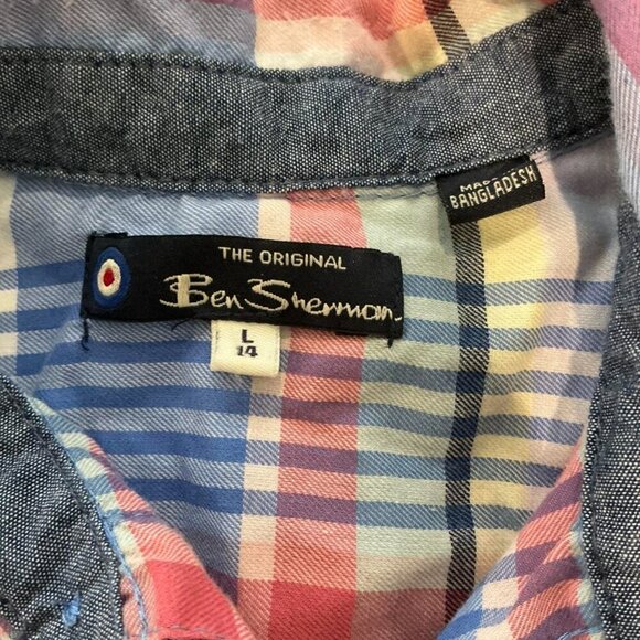 Ben Sherman Boys Plaid Button Down Size Large 14 - Picture 2 of 2
